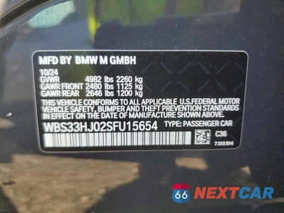 Zdjęcie 13 z 13 samochodu: 2025 BMW M3 COMPETITION VIN:WBS33HJ02SFU15654 - miniatura