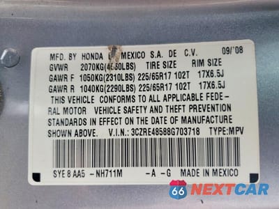 Zdjęcie 12 z 12 samochodu: 2008 HONDA CR-V EX VIN:3CZRE48588G703718 - miniatura