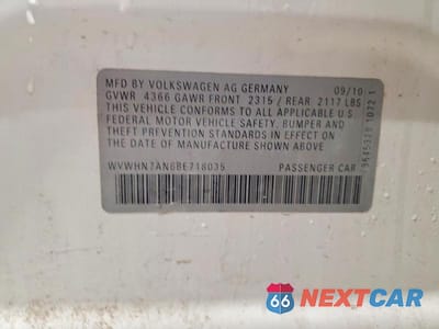 Zdjęcie 12 z 12 samochodu: 2011 VOLKSWAGEN CC LUXURY VIN:WVWHN7AN6BE718035 - miniatura