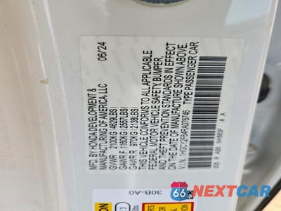 Zdjęcie 12 z 12 samochodu: 2024 HONDA ACCORD HYBRID EXL VIN:1HGCY2F64RA076746 - miniatura