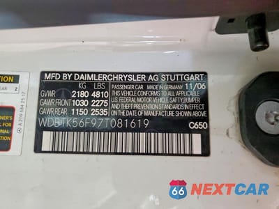 Zdjęcie 12 z 12 samochodu: 2007 MERCEDES-BENZ CLK 350 VIN:WDBTK56F97T081619 - miniatura