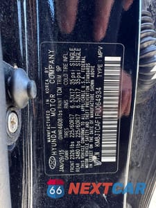 Zdjęcie 12 z 12 samochodu: 2015 HYUNDAI TUCSON GLS VIN:KM8JTCAF1FU064934 - miniatura
