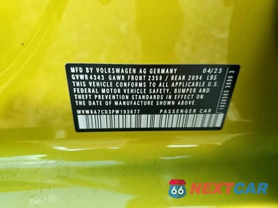 Zdjęcie 12 z 12 samochodu: 2023 VOLKSWAGEN GTI 40TH ANNIVERSARY VIN:WVW8A7CD3PW193677 - miniatura