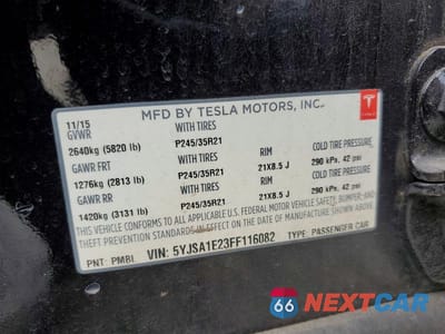 Zdjęcie 13 z 13 samochodu: 2015 TESLA MODEL S VIN:5YJSA1E23FF116082 - miniatura