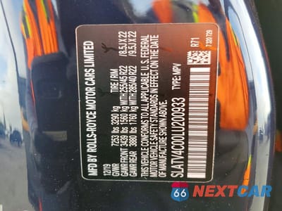 Zdjęcie 12 z 12 samochodu: 2020 ROLLS-ROYCE CULLINAN VIN:SLATV4C00LU200933 - miniatura