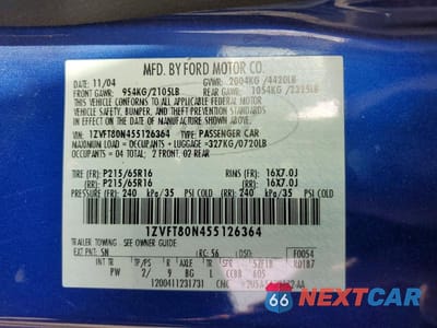 Zdjęcie 12 z 12 samochodu: 2005 FORD MUSTANG VIN:1ZVFT80N455126364 - miniatura