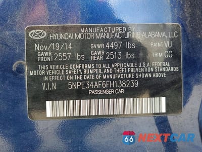 Zdjęcie 13 z 13 samochodu: 2015 HYUNDAI SONATA SPORT VIN:5NPE34AF6FH138239 - miniatura