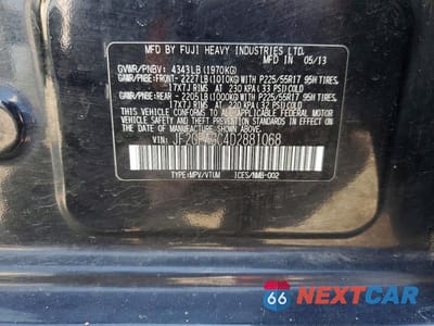 Zdjęcie 12 z 12 samochodu: 2013 SUBARU XV CROSSTREK 2.0 LIMITED VIN:JF2GPAGC4D2881068 - miniatura