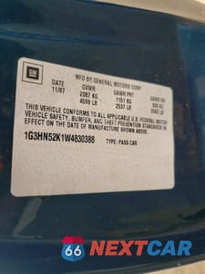 Zdjęcie 12 z 12 samochodu: 1998 OLDSMOBILE 88 BASE VIN:1G3HN52K1W4830388 - miniatura