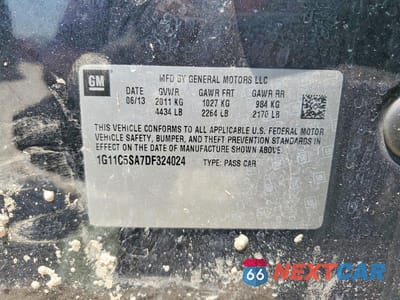 Zdjęcie 12 z 12 samochodu: 2013 CHEVROLET MALIBU 1LT VIN:1G11C5SA7DF324024 - miniatura