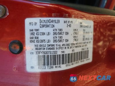Zdjęcie 12 z 12 samochodu: 2003 CHRYSLER PT CRUISER GT VIN:3C8FY78G83T612322 - miniatura