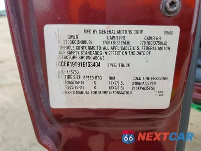 Zdjęcie 12 z 12 samochodu: 2001 CHEVROLET SILVERADO K1500 VIN:1GCEK19T91E153404 - miniatura