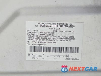 Zdjęcie 12 z 12 samochodu: 2012 MAZDA 6 I VIN:1YVHZ8DH6C5M32987 - miniatura