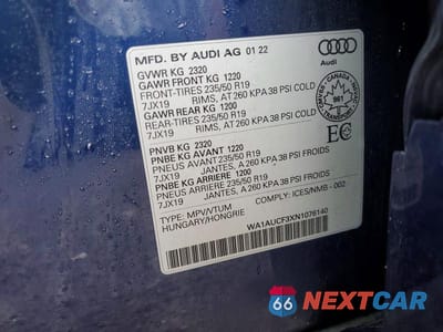 Zdjęcie 13 z 13 samochodu: 2022 AUDI Q3 PREMIUM 40 VIN:WA1AUCF3XN1076140 - miniatura