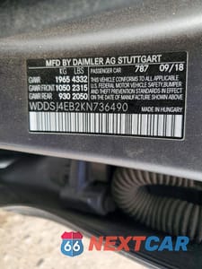 Zdjęcie 12 z 12 samochodu: 2019 MERCEDES-BENZ CLA 250 VIN:WDDSJ4EB2KN736490 - miniatura