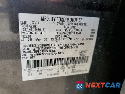Zdjęcie 13 z 13 samochodu: 2015 FORD EXPLORER XLT VIN:1FM5K7D86FGA45819 - miniatura