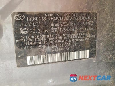 Zdjęcie 12 z 12 samochodu: 2012 HYUNDAI ELANTRA LIMITED VIN:5NPDH4AE1CH091671 - miniatura