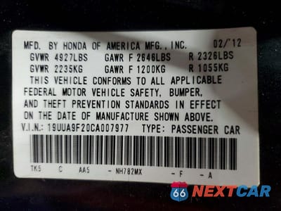Zdjęcie 13 z 13 samochodu: 2012 ACURA TL VIN:19UUA9F20CA007977 - miniatura