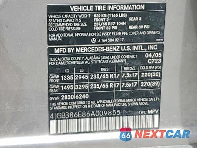 Zdjęcie 13 z 13 samochodu: 2006 MERCEDES-BENZ ML 350 VIN:4JGBB86E86A009855 - miniatura