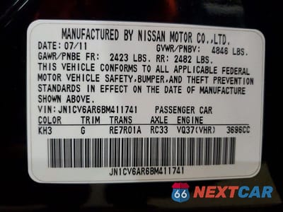 Zdjęcie 13 z 13 samochodu: 2011 INFINITI G37 SEDAN X VIN:JN1CV6AR6BM411741 - miniatura