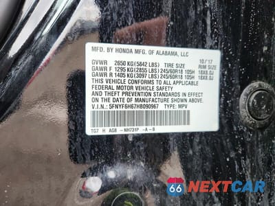 Zdjęcie 13 z 13 samochodu: 2017 HONDA PILOT EXL VIN:5FNYF6H67HB090967 - miniatura