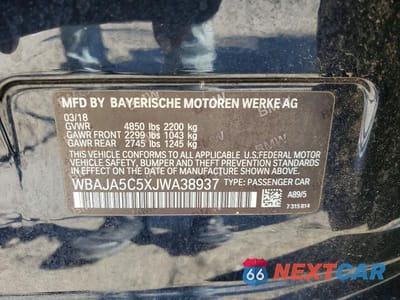 Zdjęcie 12 z 12 samochodu: 2018 BMW 530 I VIN:WBAJA5C5XJWA38937 - miniatura
