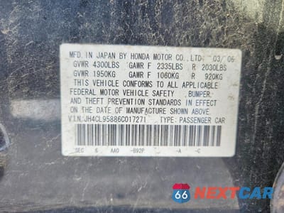 Zdjęcie 12 z 12 samochodu: 2006 ACURA TSX VIN:JH4CL95886C017271 - miniatura