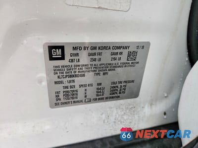 Zdjęcie 12 z 12 samochodu: 2019 CHEVROLET TRAX 1LT VIN:KL7CJPSB0KB824506 - miniatura