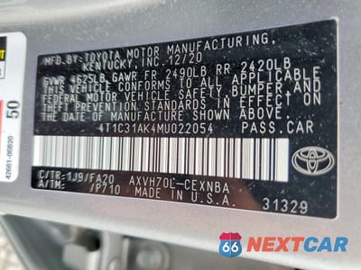 Zdjęcie 12 z 12 samochodu: 2021 TOYOTA CAMRY LE VIN:4T1C31AK4MU022054 - miniatura