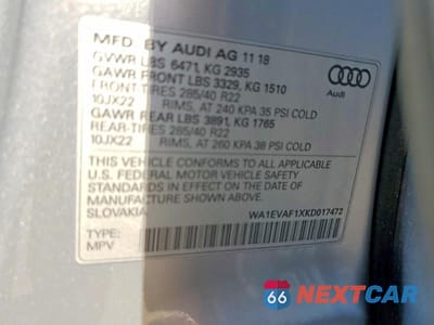 Zdjęcie 13 z 13 samochodu: 2019 AUDI Q8 PREMIUM PLUS S-LINE VIN:WA1EVAF1XKD017472 - miniatura