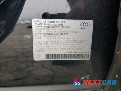 Zdjęcie 13 z 13 samochodu: 2017 AUDI Q5 PREMIUM VIN:WA1C2AFP1HA002485 - miniatura