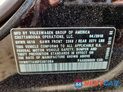 Zdjęcie 12 z 12 samochodu: 2015 VOLKSWAGEN PASSAT SE VIN:1VWBT7A35FC091384 - miniatura
