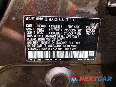 Zdjęcie 14 z 14 samochodu: 2020 HONDA HR-V EX VIN:3CZRU6H51LM735404 - miniatura