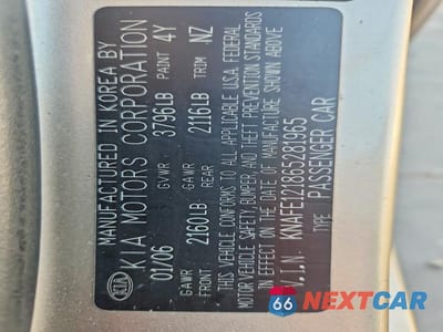 Zdjęcie 12 z 12 samochodu: 2006 KIA SPECTRA EX VIN:KNAFE121865281965 - miniatura