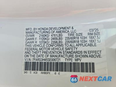 Zdjęcie 14 z 14 samochodu: 2025 HONDA CR-V EX VIN:7FARS3H45SE006721 - miniatura