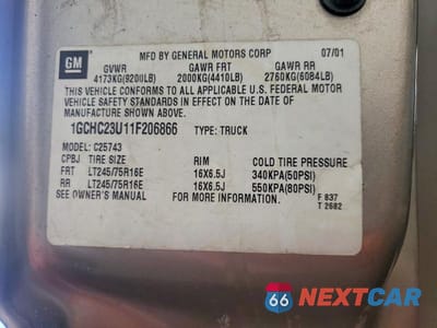 Zdjęcie 13 z 13 samochodu: 2001 CHEVROLET SILVERADO C2500 HEAVY DUTY VIN:1GCHC23U11F206866 - miniatura