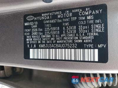 Zdjęcie 13 z 13 samochodu: 2010 HYUNDAI TUCSON LIMITED VIN:KM8JU3AC8AU075232 - miniatura
