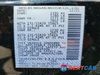 Zdjęcie 13 z 13 samochodu: 2023 NISSAN MURANO SV VIN:5N1AZ2BS7PC115204 - miniatura