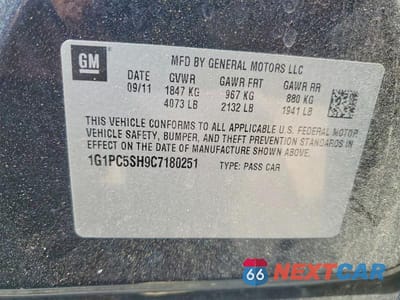 Zdjęcie 13 z 13 samochodu: 2012 CHEVROLET CRUZE LS VIN:1G1PC5SH9C7180251 - miniatura