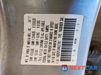 Zdjęcie 13 z 13 samochodu: 2017 HONDA ACCORD LX VIN:1HGCR2F30HA207897 - miniatura