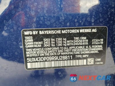 Zdjęcie 14 z 14 samochodu: 2024 BMW X3 SDRIVE30I VIN:5UX43DP09R9U28811 - miniatura
