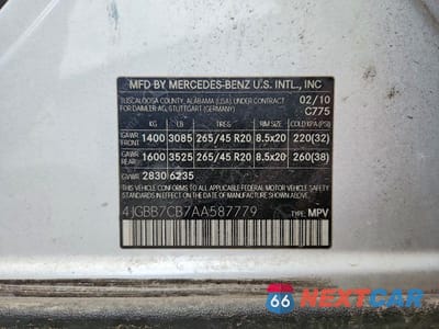 Zdjęcie 13 z 13 samochodu: 2010 MERCEDES-BENZ ML 550 4MATIC VIN:4JGBB7CB7AA587779 - miniatura