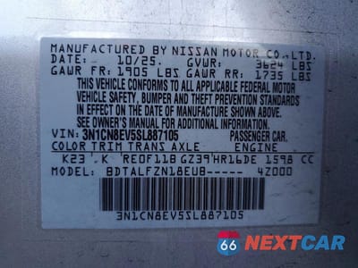 Zdjęcie 12 z 12 samochodu: 2025 NISSAN VERSA SV VIN:3N1CN8EV5SL887105 - miniatura