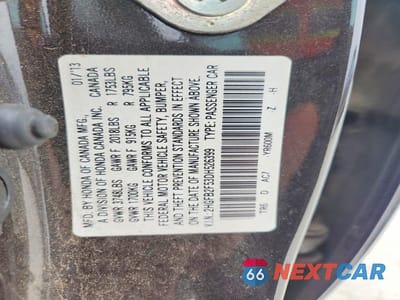 Zdjęcie 12 z 12 samochodu: 2013 HONDA CIVIC LX VIN:2HGFB2F53DH526399 - miniatura