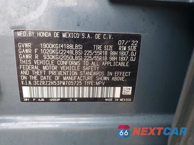 Zdjęcie 13 z 13 samochodu: 2023 HONDA HR-V SPORT VIN:3CZRZ2H53PM705725 - miniatura