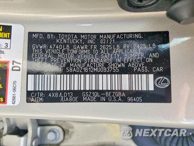 Zdjęcie 12 z 12 samochodu: 2021 LEXUS ES 350 BASE VIN:58ADZ1B12MU093755 - miniatura