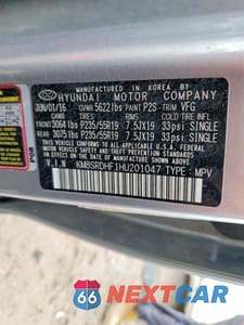 Zdjęcie 14 z 14 samochodu: 2017 HYUNDAI SANTA FE SE ULTIMATE VIN:KM8SRDHF1HU201047 - miniatura
