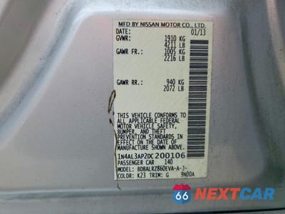 Zdjęcie 12 z 12 samochodu: 2013 NISSAN ALTIMA 2.5 VIN:1N4AL3AP2DC200106 - miniatura