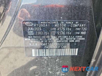 Zdjęcie 12 z 12 samochodu: 2024 HYUNDAI SONATA HYBRID SEL VIN:KMHL34JJ0RA101724 - miniatura