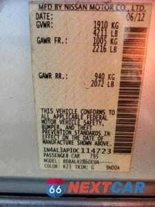 Zdjęcie 12 z 12 samochodu: 2013 NISSAN ALTIMA 2.5 VIN:1N4AL3AP1DC114723 - miniatura